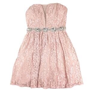Shimmer Blush Pink Lace Party Strapless Dress 5 Barbie